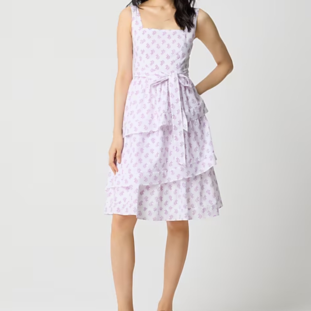 J. Crew Factory Pink Ruffled Tiered Midi Dress New With Tags!  Size 8